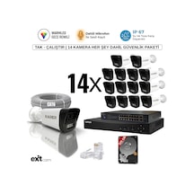 14'lü Ip-poeli-5mp-sesli -gece Renkli- Su Geçirmez- Full Hd-320gb-güvenlik Kamera Seti