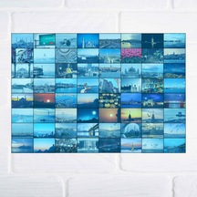 İstanbul Pinterest Mavi Duvar Posteri Kolaj 64 Adet 10x15 Cm