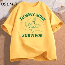 Flood Of Style Karın Ağrısı Survivor T Shirt Erkekler Kadınlar Komik Karın Ağrısı Tee Tshirt Pamuklu T-shirt Sarı