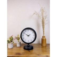 Siyah Metal Masa Saati 25 20 Cm Çok Renkli