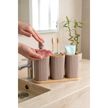 Safir Bambu 3'lü Set Kahve Kahverengi
