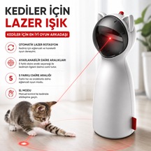Hpytech Otomatik Lazer Kedi Oyuncağı Hpytech Lazer Işıklı Kedi Oyuncağı 5 Hareket Seviyesi Usb & 4 Aa Pil Destekli Manuel Modlu İnteraktif Kedi Oyuncağı
