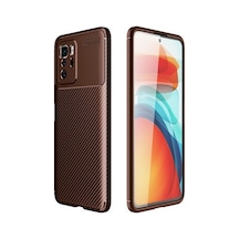 Poco X3 Gt Kılıf Karbon Desenli Şık Tamia Premium Silikon Kapak Kahverengi