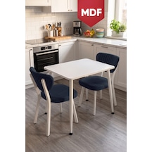 Belek Serisi Mdf Sabit 60x90 Beyaz Mutfak Masası Takımı 2 Adet Sandalye Beyaz - Antrasit