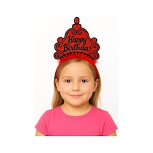 Kırmızı Happy Birthday Prenses Tacı Doğum Günü Taç Anessiworldesuarı Çocuk