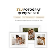 Vusıgn Mdf Beyaz Kabartmalı ,masaüstü Ve Duvar Askılı Fotoğraf Çerçevesi 3'lü Set