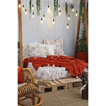 İyi Geceler İstanbul Boho Chic Çift Kişilik Püsküllü Battaniyeli Tarçın
