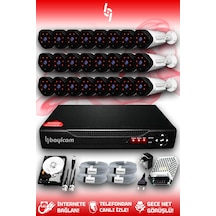 Bayicam 24 Kameralı Uzay 24 Dış Kamera Set 2 TB HDD Full HD Gece Görüşlü Güvenlik Kamerası Sistemi