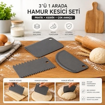 3 Lü Hamur Pasta Kesici Kazıyıcı Dilimleyici Şekillendirici Plastik Aparat Asortili Çok renkli