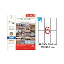 Tanex Lazer Etiket 100 Yaprak Laser-Copy-Inkjet 70X148.5 Tw-2106 N11.32017