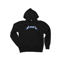 Metallica Logo Blue Siyah Kapşonlu Sweatshirt Hoodie Siyah
