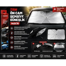 Trm Ön Cam Şemsiye Güneşlik 140x79 Cm Katlanabilir Metalize Araç Güneş Koruyucu