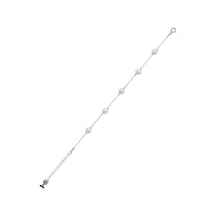 Zincir Doğal İnci Kadın Bileklik 18 Cm / Beyaz Gümüş