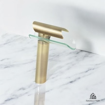 İsaoğlu Yapı Antik Gold Lavabo Bataryası Çanak Lavabo Armatür Glass Design Mat Gold Batarya Gold
