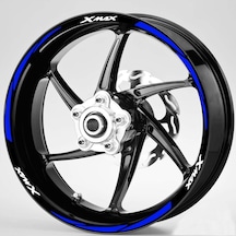 Beyaz Xmax Yazılı 3 Parçalı Reflektif Mavi Jant Şeridi