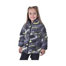 Spor Kız Çocukdijital Desen Polar Su Ve Rüzgar Geçirmez Kapüşonlu Şişme Mont-124 Sarı