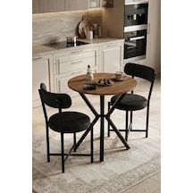 Mutfak Masası 70 Çap Yuvarlak 2 Sandalyeli Masa Takımı Modern Bahçe Balkon Cafe Teddy 9841 Antrasit Genel