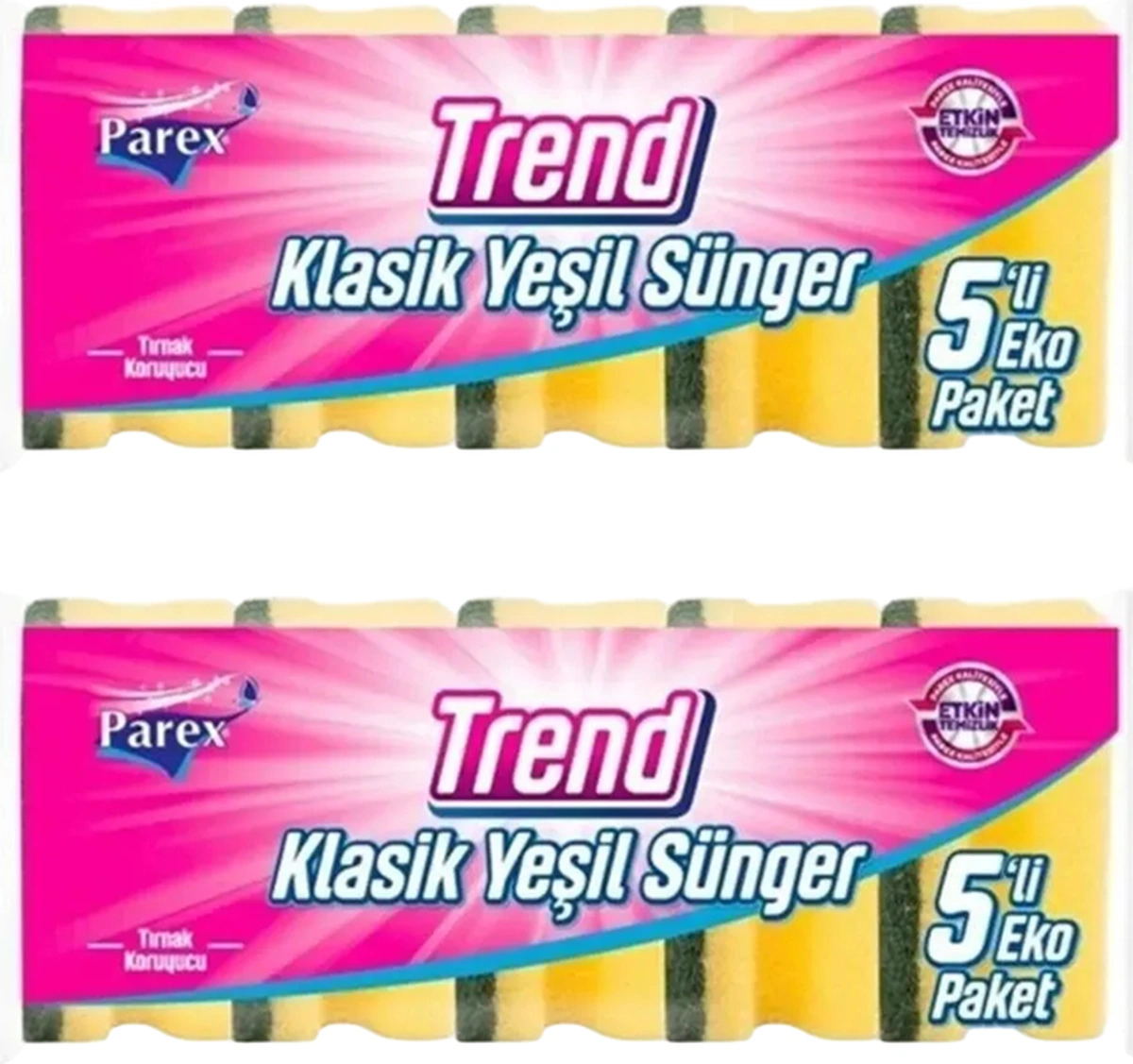 Trend Klasik Oluklu 5'li Sünger İkili Paket