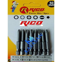 Rico Power Bits Set 8 Parça 50 Mm Duz Yıldız