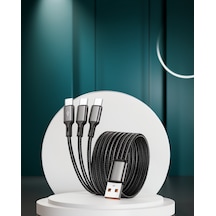 3 Başlıklı Şarj Kablosu 1,2 Metre Tpe Alüminyum