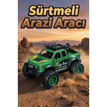 Oyuncak Araba Sürtmeli Büyük Tekerlekli 4x4 Off Road Jeep - Dayanıklı Arazi Aracı 13 Cm Yeşil Çok Renkli