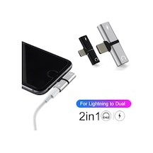 Apple Uyumlu iPhone 7 8 X Şarj ve Kulaklık Birleştirici - Siyah