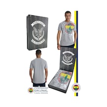 Fenerium Fenerbahçe Orijinal Lisanslı 6 Renk Logo Gri Tribün T-shirt Hediyelik Ahşap Kutulu Gri