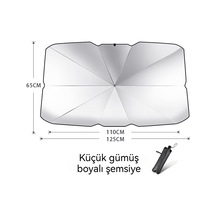 Jzcat Katlanır Araba İçin Ön Cam Şemsiye Güneşlik-küçük Gümüş Kaplamalı Şemsiye