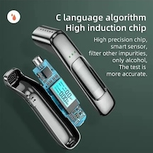 Createtech Yüksek Hassasiyetli Temiz Alkollü Nefes Test Cihazı Alkolmetre Usb Şarj Edilebilir C07