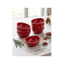12 Adet Kırmızı Elips Melamin Sos Kasesi - 70 Ml Kahvaltı Ve Meze Sunum Tabağı Seti Kırmızı
