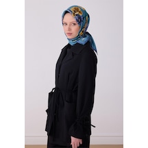 Belli İpek Eşarp - 4330-82 Metalik Mavi Twill