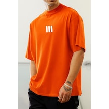 3 Çizgi Baskılı Unisex Tshırt Q6 Turuncu