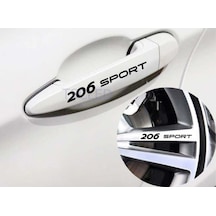 Peugoet 206 Sport Kapı Kolu Ve Jant Sticker Seti 8 Adet