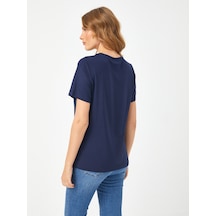 Faik Sönmez Yuvarlak Yaka Kısa Kol T-shirt 00002 B0000220 Lacivert