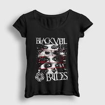 Presmono Kadın Eyes Black Veil Brides T-shirt Siyah