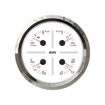 KUS 4'lü Temiz Su + Atık Su + Gri Su + 12V Voltmetre Göstergesi Beyaz 111mm
