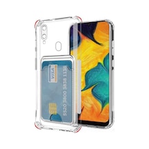 Kvy Samsung Galaxy Uyumlu A30 Kamera Korumalı Kartlıklı Setra Şeffaf Silikon Kılıf