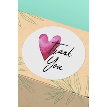 90 Adet Thank You Teşekkür Etiketi Pembe Kalpli 3x3cm St2045 Çok Renkli