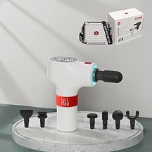 Hi5 Flathead Titreşim Masaj Aleti Masaj Tabancası Masaj Tabancası Kas Fasyası Doku Gevşetme Akıllı Işık Sistemi İle 6 Seviye Hız-6 Kafa Ekleri/beyaz/sert Kutu
