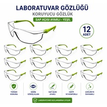 Laboratuvar Gözlüğü -koruyucu Gözlük - Sap Açısı Ayarlı Yeşil 12 Adet