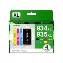 934xl 935xl Yüksek Kapasiteli Uyumlu Kartuşlar Hp 934 Xl 935 Xl Officejet Pro 6230 6830 6835 Officejet 6820 6220 6812 6815 İçin Siyah Camgöbeği Macenta Sarı, 4 Paket