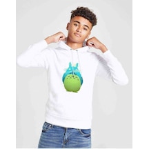 Tshirthane Komşum Totoro Baskılı Unisex Çocuk Kapüşonlu Beyaz Sweatshirt (528881902) Beyaz