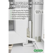 Beyaz 4 Adet Pvc Kapı Ve Pencere Emniyet Stopperi - Rüzgarla Kapanmayı Önleyici, Çocuk & Evcil Hayvan Güvenlik Takozu Çok Renkli Dayanıklı Stopper, 7x3.7cm