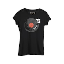 Black Vinyl On Black Siyah Kadın Tshirt 001