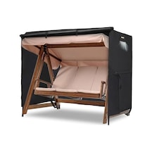 Bahçe Salıncak Koruma Örtüsü Üç Kişilik Tenteli Hamak Bahçe Salıncağı Koruma Kılıfı Su Geçirmez Branda Dayanıklı 210x125x170cm Siyah 6998