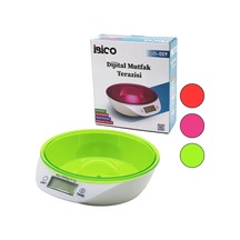 Dijital - Pilli Mutfak Terazi Tartı Kaseli - 5kg/1gr 5365 Çok Renkli
