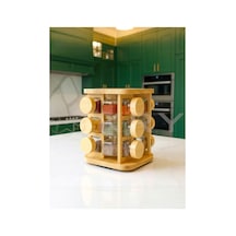 Bambu 12 Li Döner Baharatlık Standı Dönen Baharat Organizer, Tezgah Üstü Şık Mutfak Düzenleyici - 823492231 Diğer