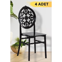 4 Adet Venüs Sandalye Siyah - Mutfak / Balkon / Bahçe Sandalyesi Siyah - Siyah