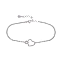 Kalp Model 925 Ayar Gümüş İnce Suyolu Kadın Bileklik Gümüş