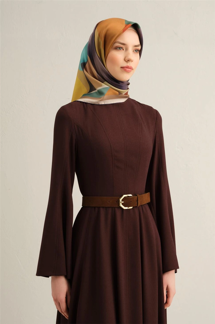 Armine Geometrik Desenli Saf İpek Twill Eşarp 9331d 04 Çok Renkli